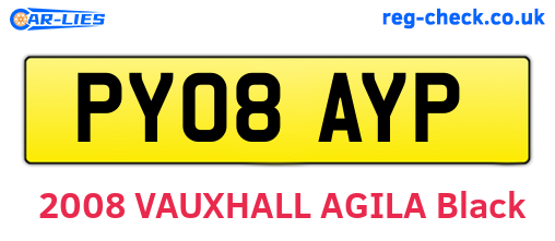 PY08AYP are the vehicle registration plates.