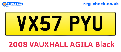 VX57PYU are the vehicle registration plates.
