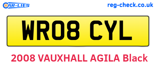 WR08CYL are the vehicle registration plates.