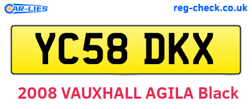 YC58DKX are the vehicle registration plates.