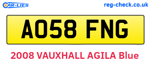 AO58FNG are the vehicle registration plates.