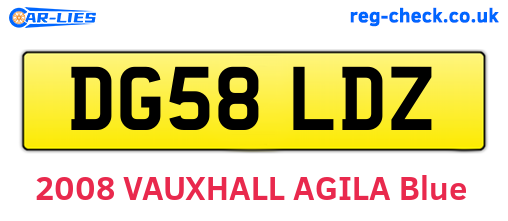 DG58LDZ are the vehicle registration plates.