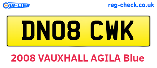 DN08CWK are the vehicle registration plates.