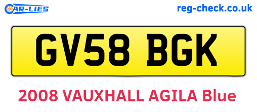 GV58BGK are the vehicle registration plates.