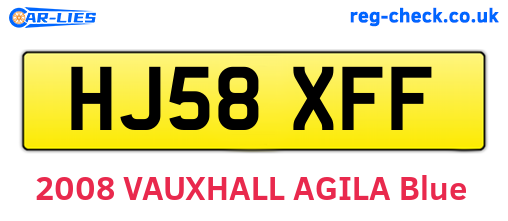 HJ58XFF are the vehicle registration plates.