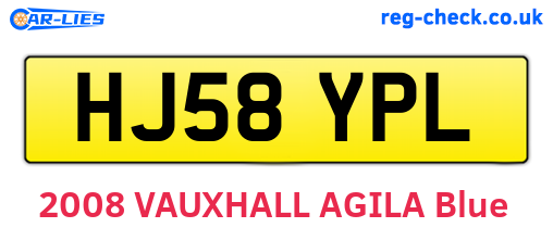 HJ58YPL are the vehicle registration plates.