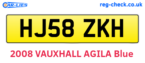 HJ58ZKH are the vehicle registration plates.