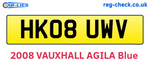 HK08UWV are the vehicle registration plates.