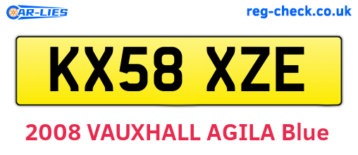 KX58XZE are the vehicle registration plates.