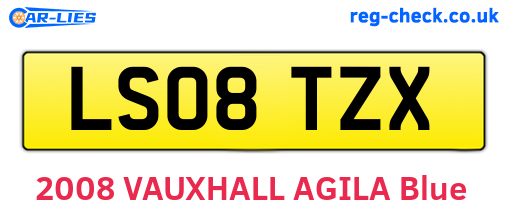 LS08TZX are the vehicle registration plates.