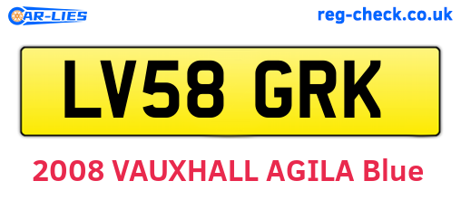 LV58GRK are the vehicle registration plates.