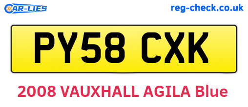 PY58CXK are the vehicle registration plates.