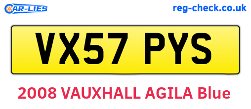 VX57PYS are the vehicle registration plates.