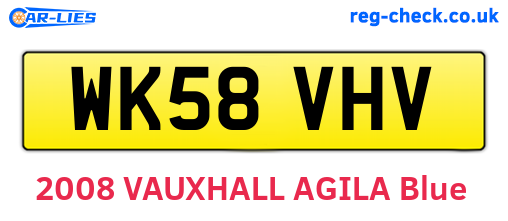 WK58VHV are the vehicle registration plates.