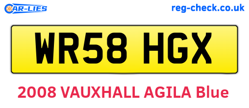 WR58HGX are the vehicle registration plates.