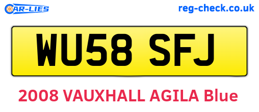 WU58SFJ are the vehicle registration plates.