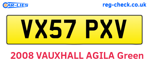 VX57PXV are the vehicle registration plates.