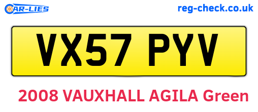 VX57PYV are the vehicle registration plates.