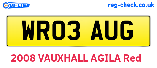 WR03AUG are the vehicle registration plates.
