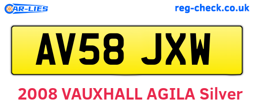 AV58JXW are the vehicle registration plates.