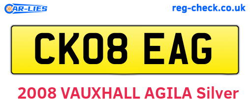 CK08EAG are the vehicle registration plates.