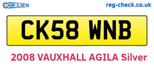 CK58WNB are the vehicle registration plates.