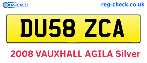 DU58ZCA are the vehicle registration plates.