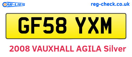GF58YXM are the vehicle registration plates.