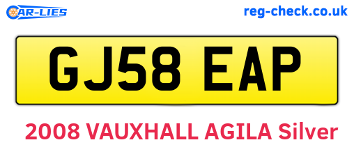 GJ58EAP are the vehicle registration plates.