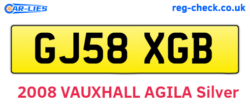 GJ58XGB are the vehicle registration plates.