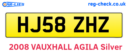 HJ58ZHZ are the vehicle registration plates.