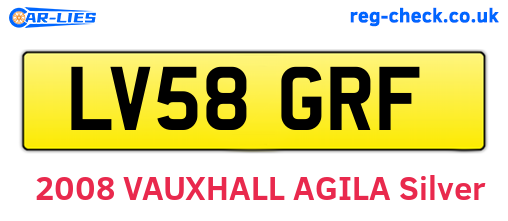 LV58GRF are the vehicle registration plates.