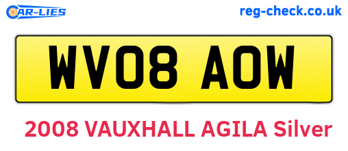 WV08AOW are the vehicle registration plates.