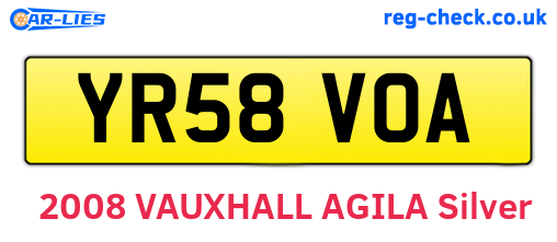 YR58VOA are the vehicle registration plates.