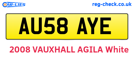 AU58AYE are the vehicle registration plates.