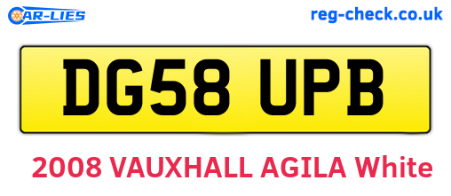 DG58UPB are the vehicle registration plates.