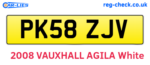 PK58ZJV are the vehicle registration plates.