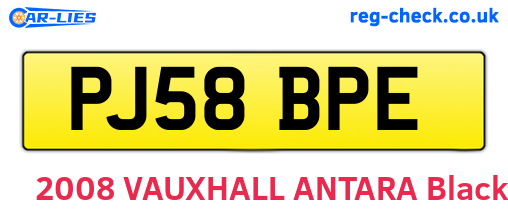 PJ58BPE are the vehicle registration plates.