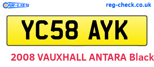 YC58AYK are the vehicle registration plates.