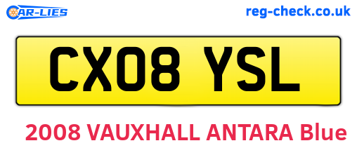 CX08YSL are the vehicle registration plates.
