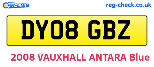 DY08GBZ are the vehicle registration plates.
