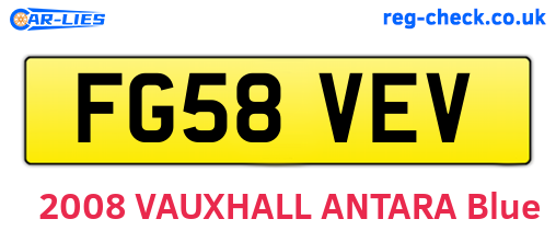 FG58VEV are the vehicle registration plates.