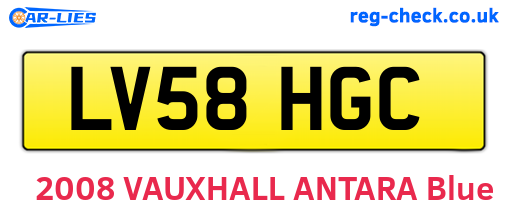 LV58HGC are the vehicle registration plates.