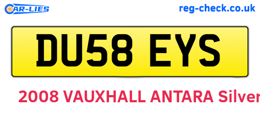 DU58EYS are the vehicle registration plates.