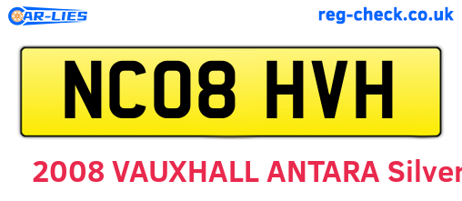 NC08HVH are the vehicle registration plates.