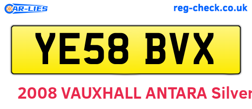 YE58BVX are the vehicle registration plates.