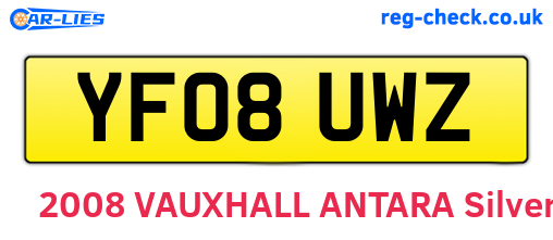 YF08UWZ are the vehicle registration plates.