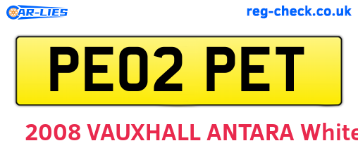 PE02PET are the vehicle registration plates.