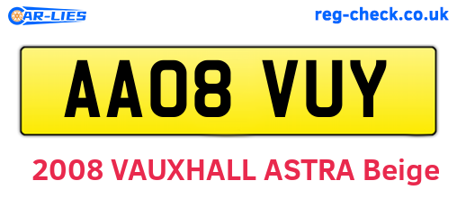 AA08VUY are the vehicle registration plates.