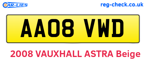 AA08VWD are the vehicle registration plates.